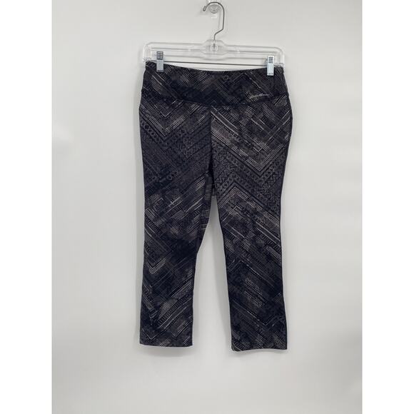 Eddie Bauer Black Gray Print Leggings Crop Women's Medium - Picture 1 of 9